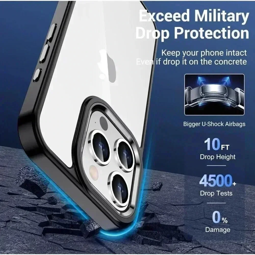 Justcool for iPhone 15 Pro 6.1” Case Military Grade‎ With 2 Screen Protectors